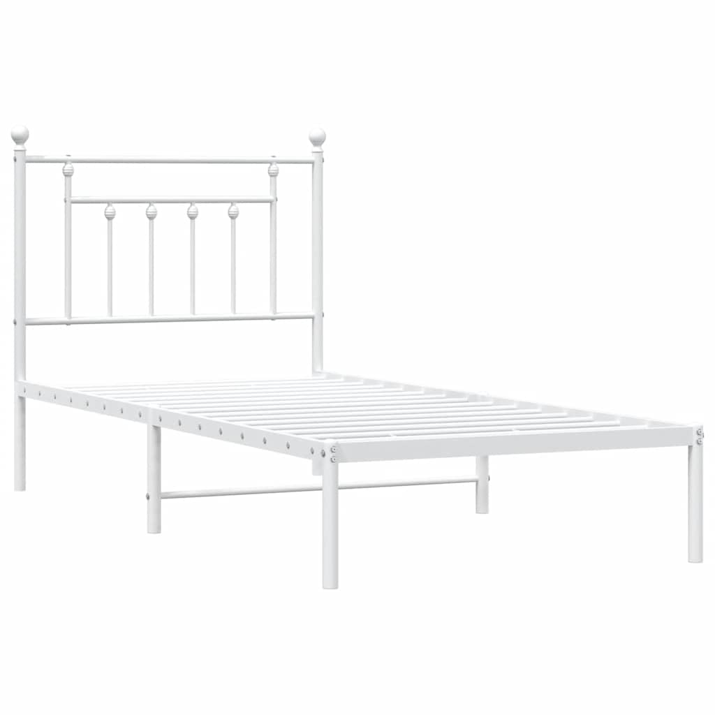 Metalni okvir za krevet s uzglavljem bijeli 90x200 cm