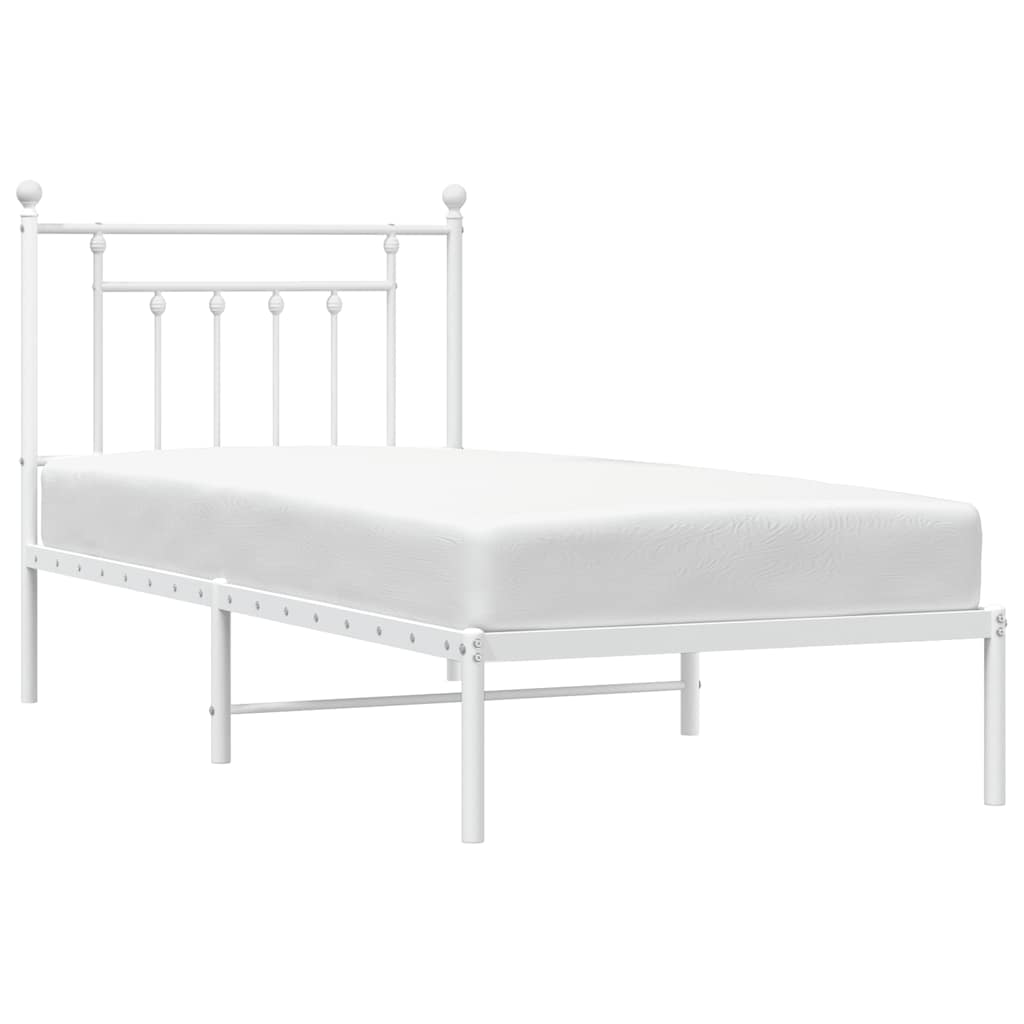 Metalni okvir za krevet s uzglavljem bijeli 90x200 cm