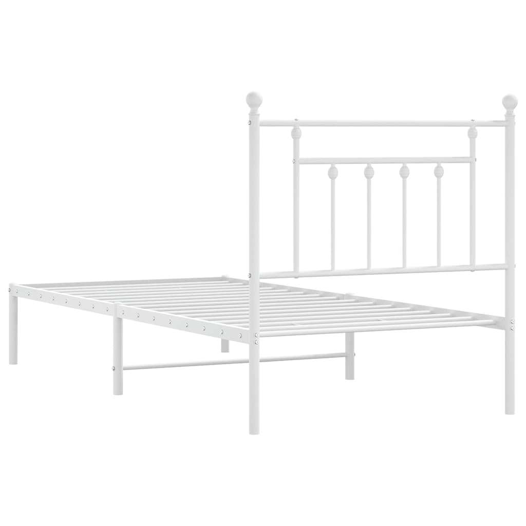 Metalni okvir za krevet s uzglavljem bijeli 90x200 cm