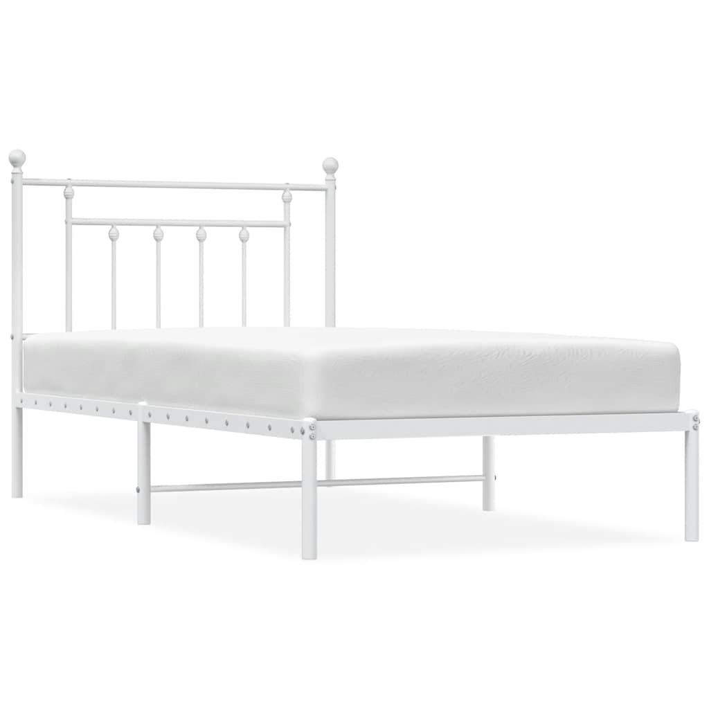 Metalni okvir za krevet s uzglavljem bijeli 100x190 cm