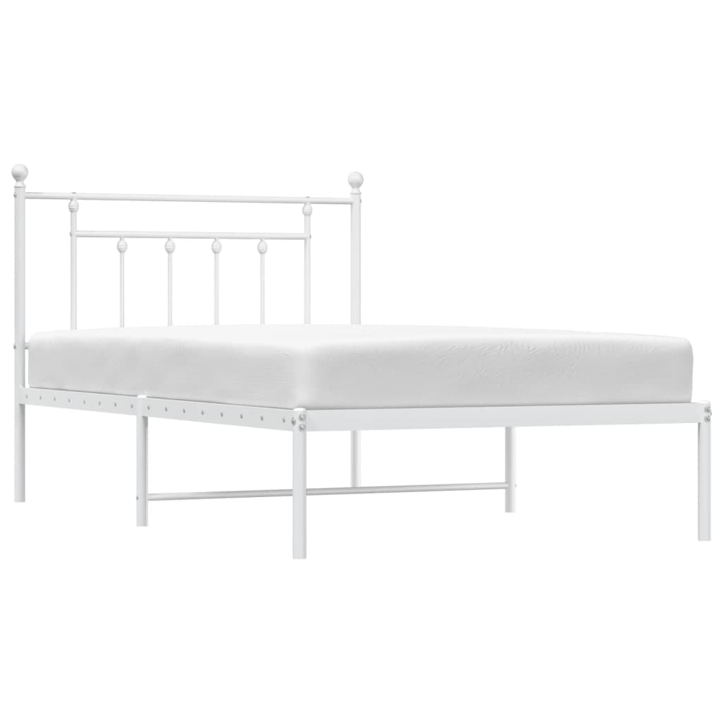 Metalni okvir za krevet s uzglavljem bijeli 107x203 cm