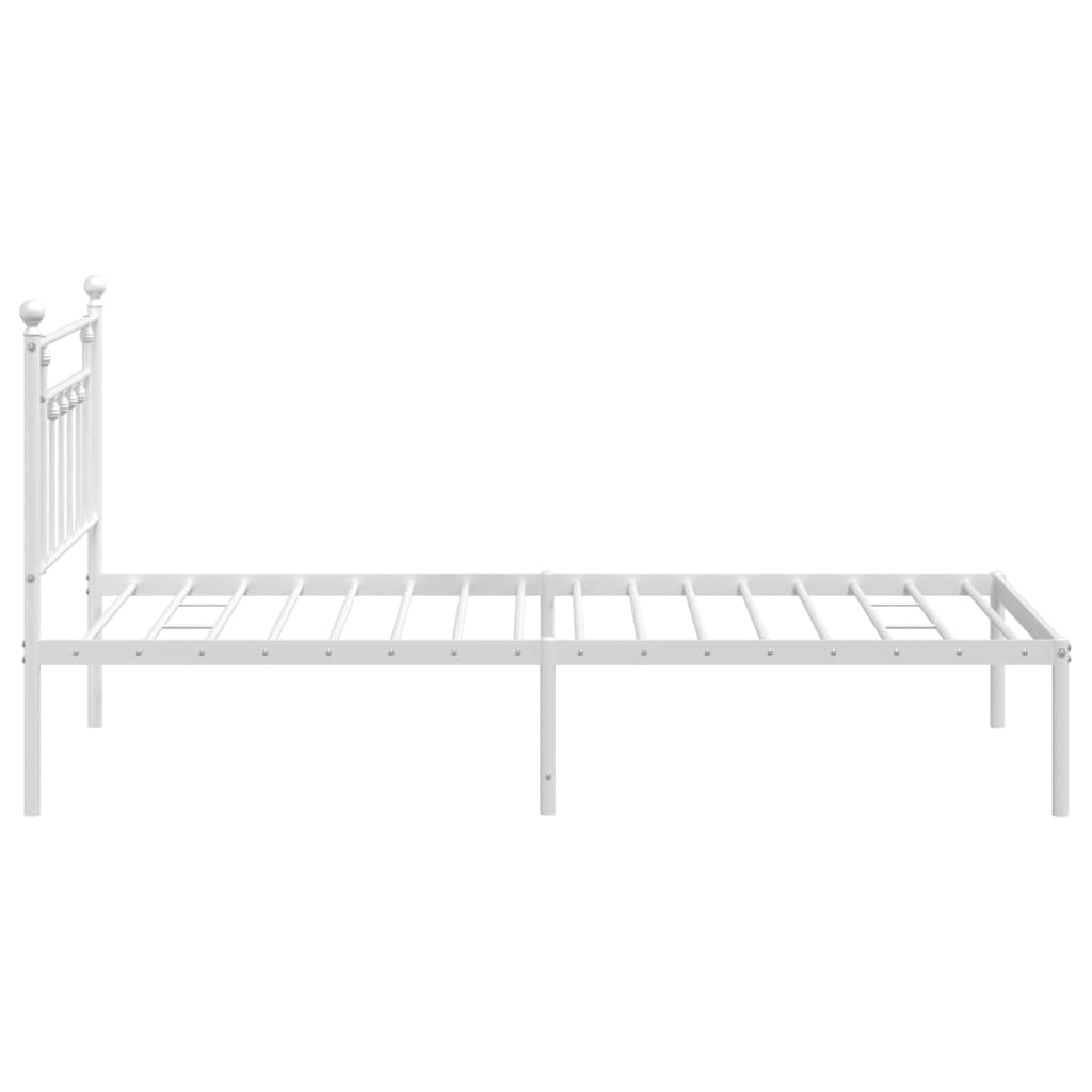 Metalni okvir za krevet s uzglavljem bijeli 107x203 cm