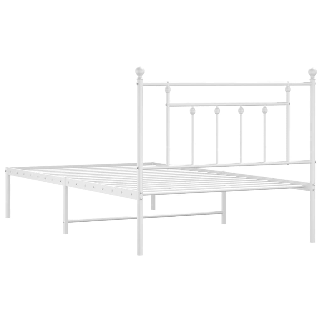 Metalni okvir za krevet s uzglavljem bijeli 107x203 cm