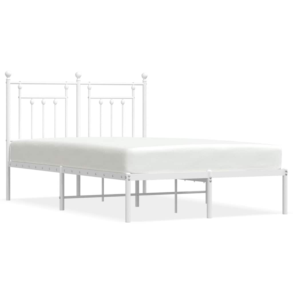 Metalni okvir za krevet s uzglavljem bijeli 135x190 cm