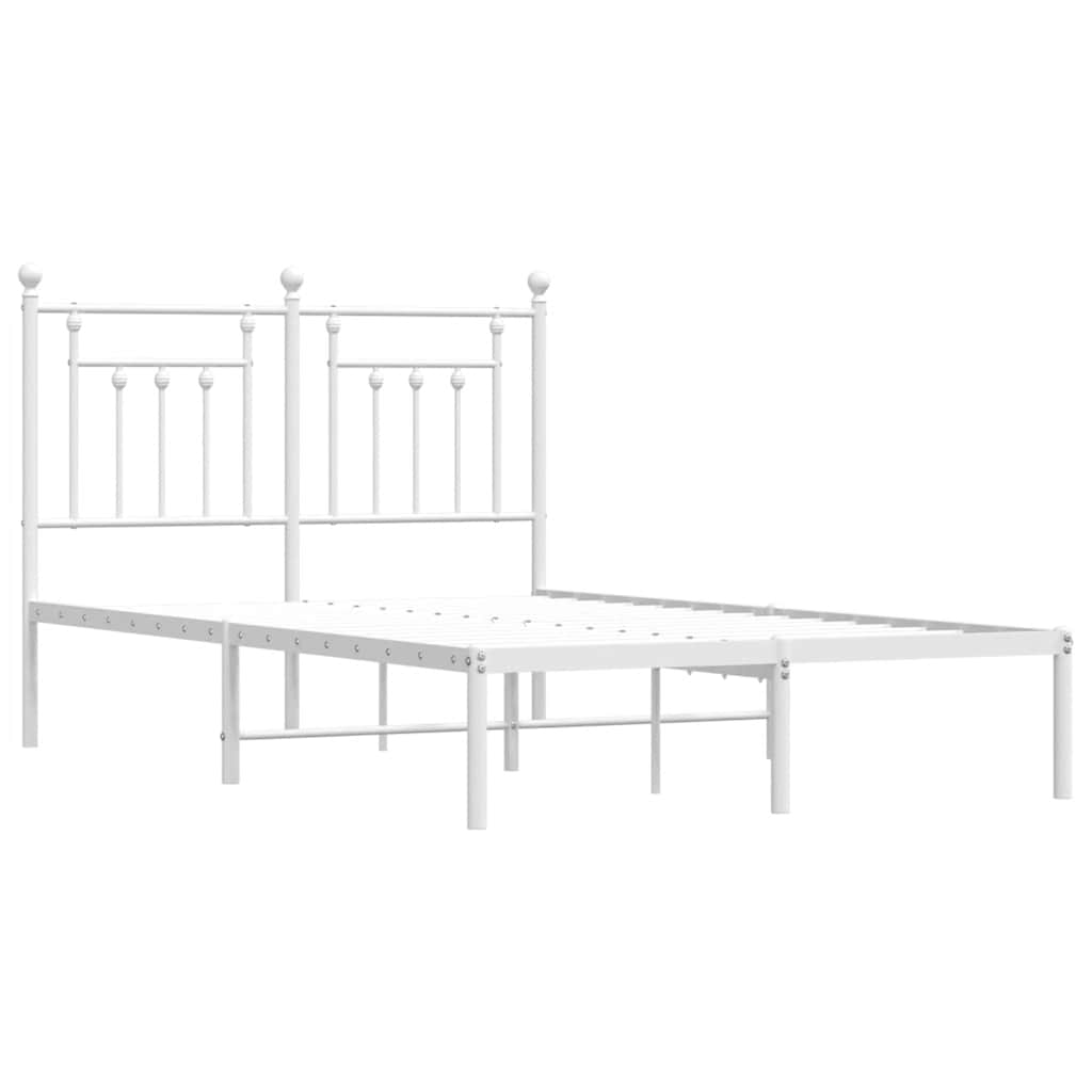 Metalni okvir za krevet s uzglavljem bijeli 135x190 cm
