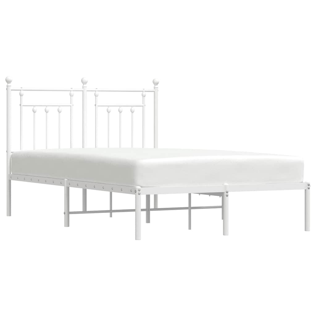 Metalni okvir za krevet s uzglavljem bijeli 135x190 cm