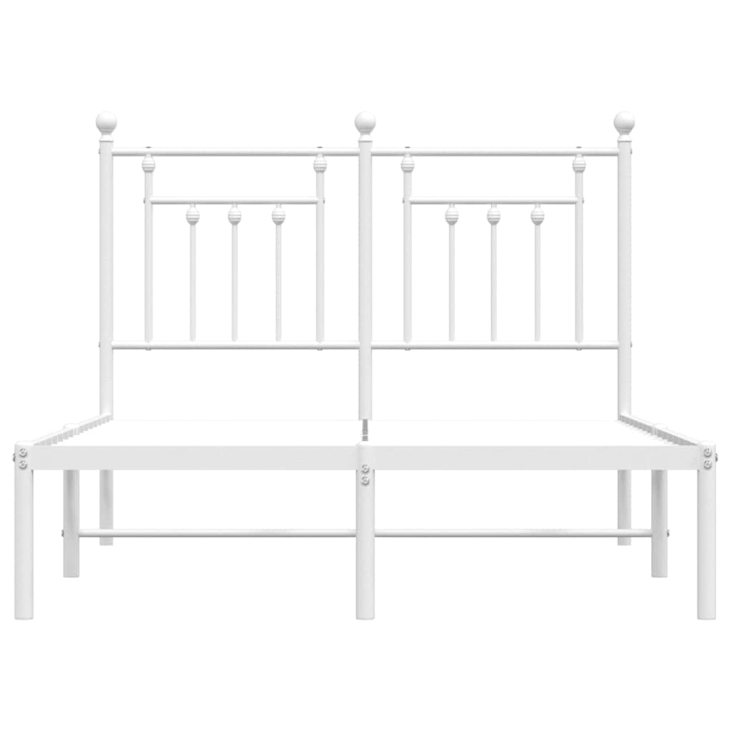 Metalni okvir za krevet s uzglavljem bijeli 135x190 cm