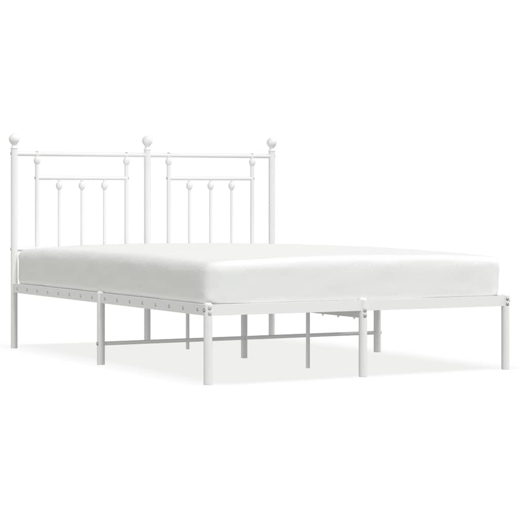 Metalni okvir za krevet s uzglavljem bijeli 140 x 190 cm
