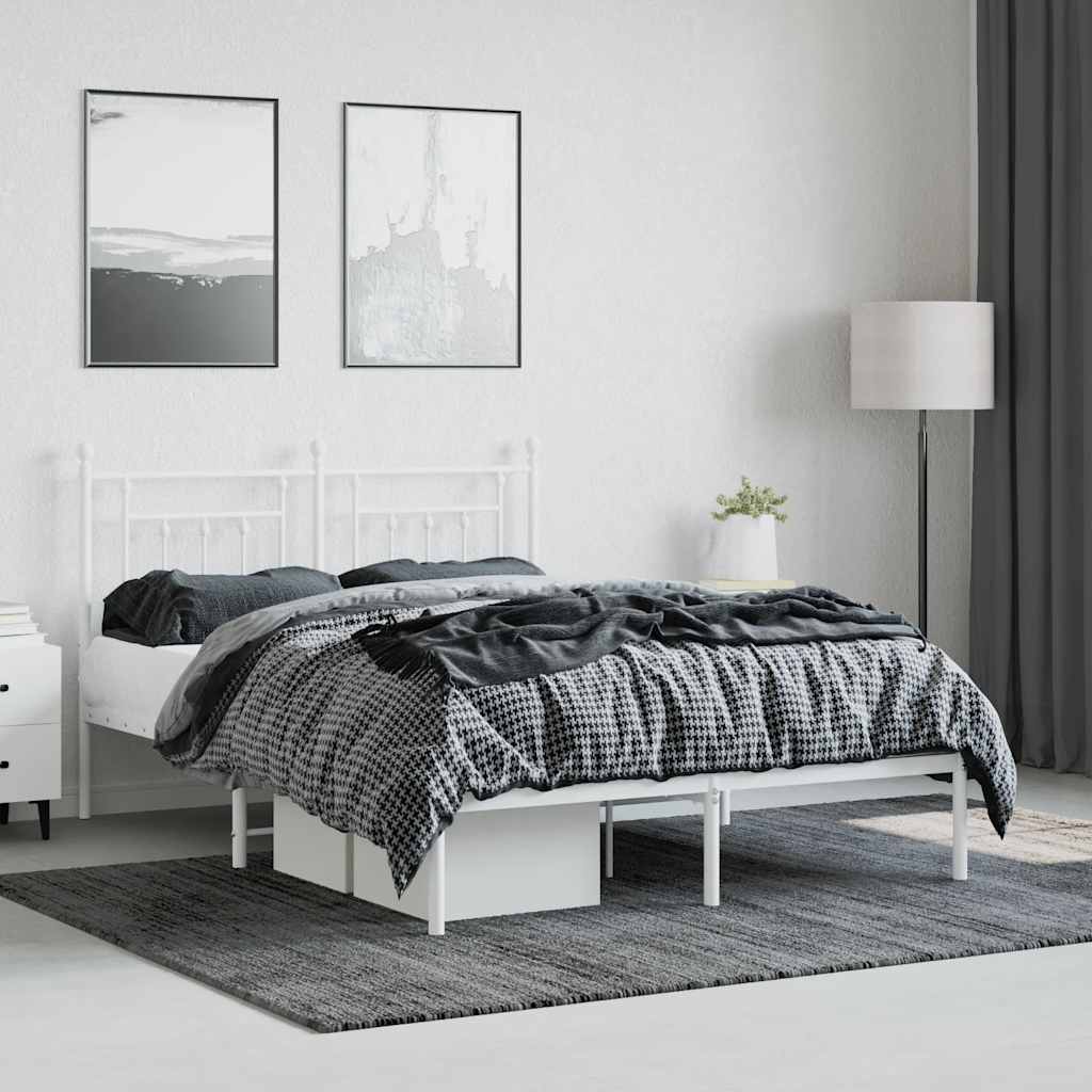 Metalni okvir za krevet s uzglavljem bijeli 140 x 190 cm