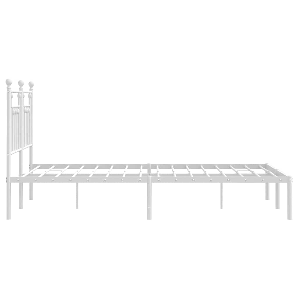 Metalni okvir za krevet s uzglavljem bijeli 140 x 190 cm