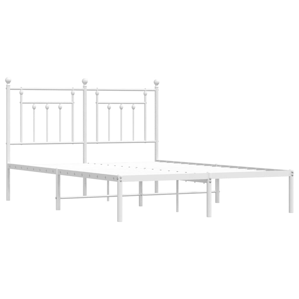 Metalni okvir za krevet s uzglavljem bijeli 150x200 cm