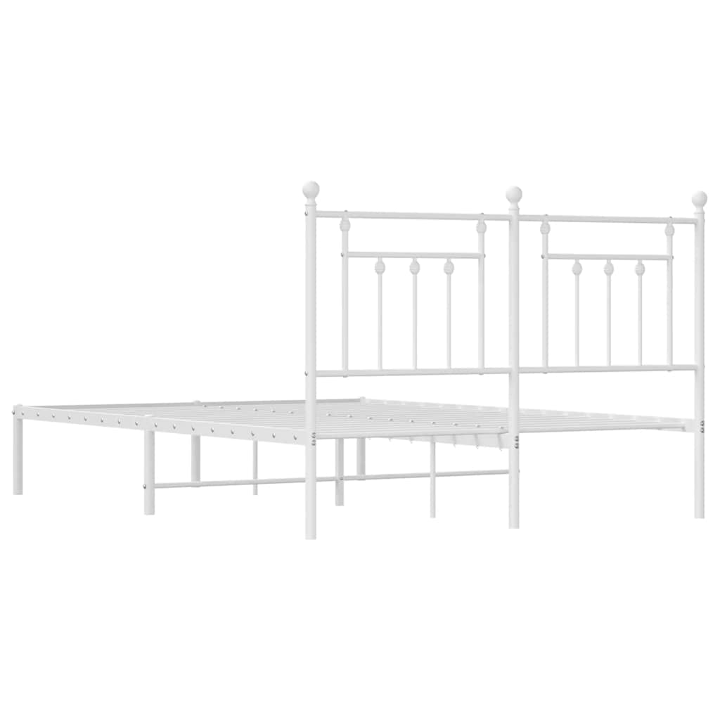 Metalni okvir za krevet s uzglavljem bijeli 150x200 cm