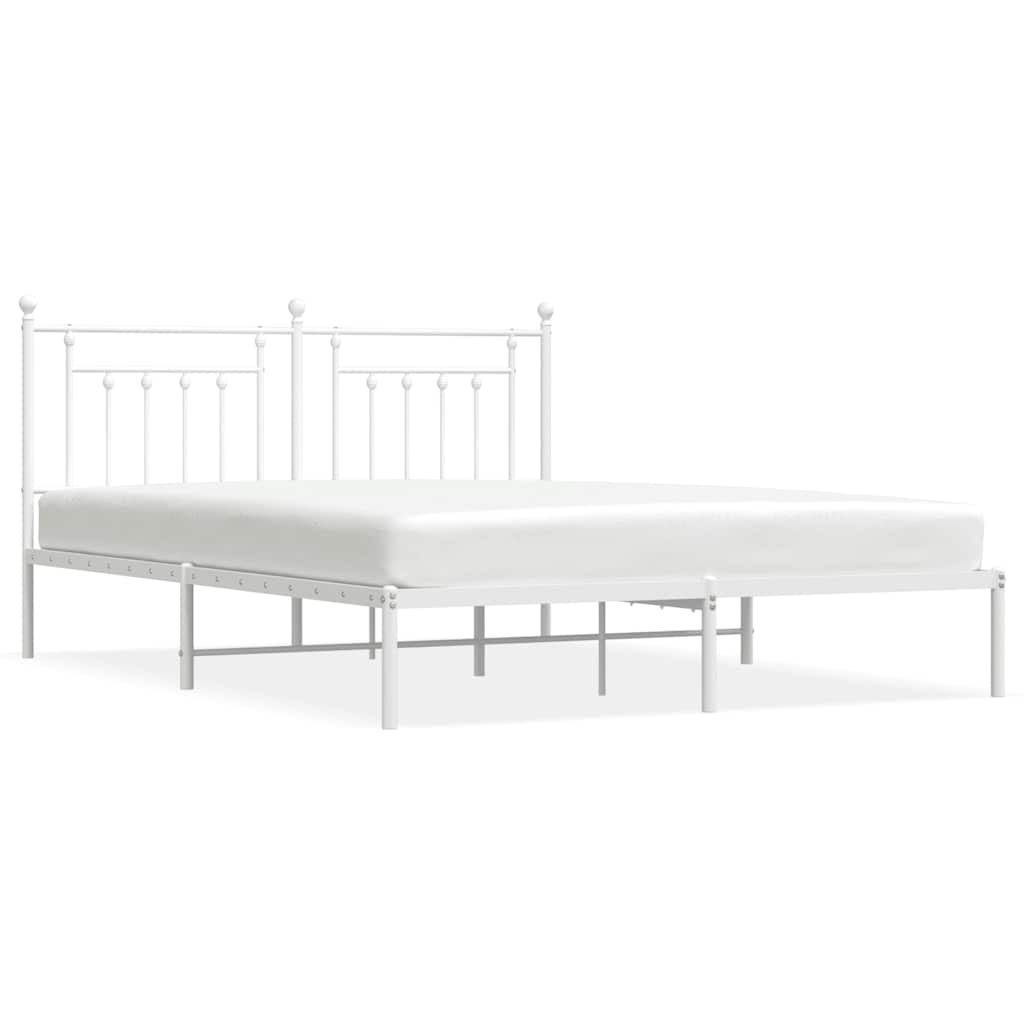 Metalni okvir za krevet s uzglavljem bijeli 180x200 cm