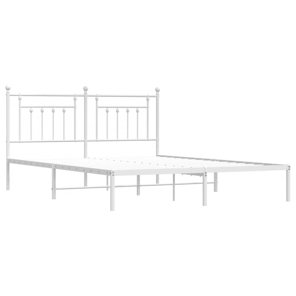 Metalni okvir za krevet s uzglavljem bijeli 183x213 cm