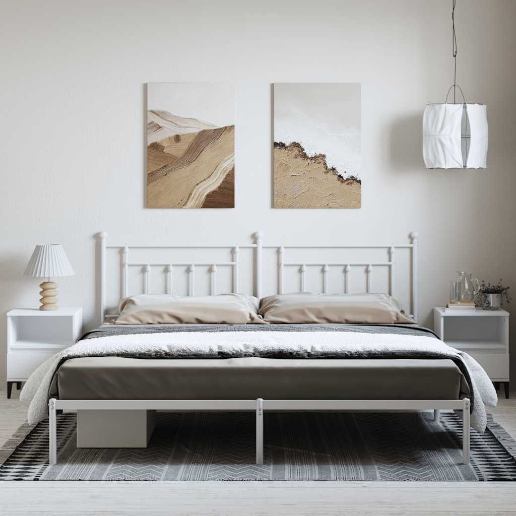 Metalni okvir za krevet s uzglavljem bijeli 193x203 cm