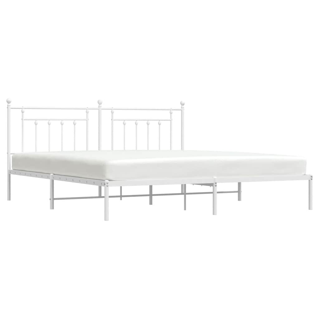 Metalni okvir za krevet s uzglavljem bijeli 200x200 cm