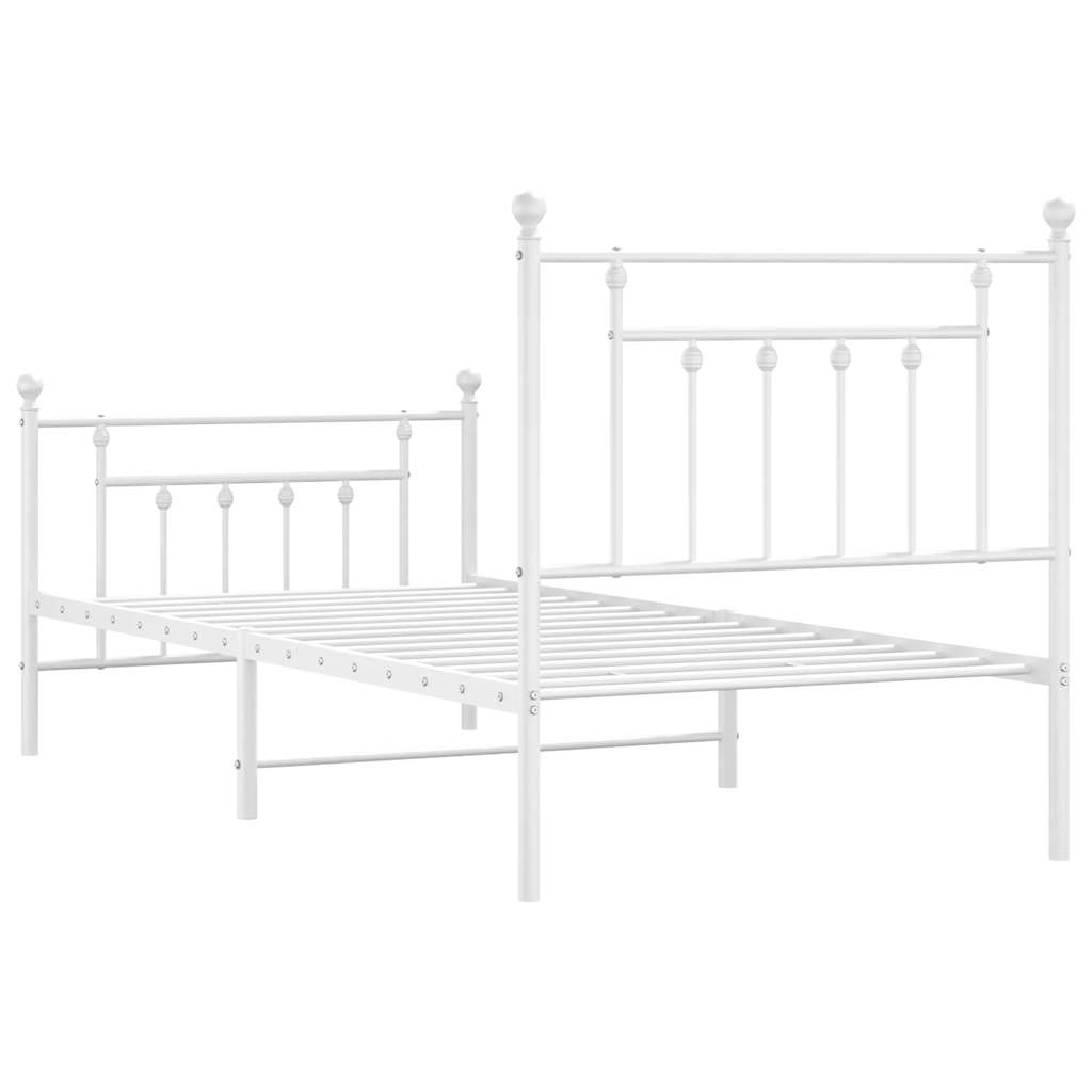 Metalni okvir kreveta uzglavlje i podnožje bijeli 90x190 cm