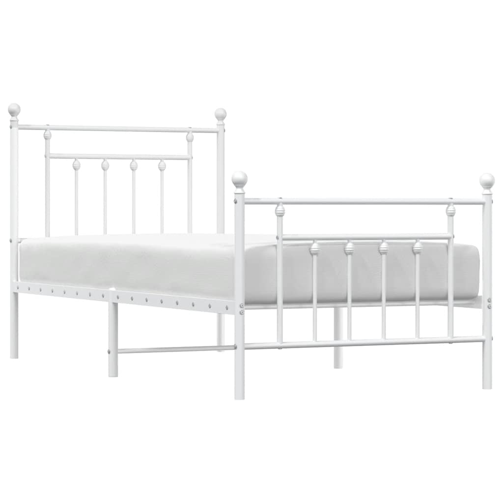 Metalni okvir kreveta uzglavlje i podnožje bijeli 90 x 200 cm