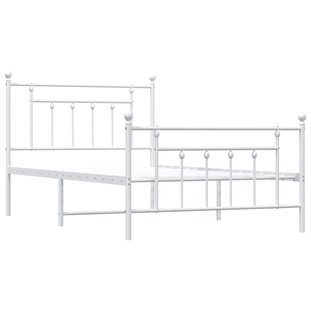 Metalni okvir kreveta uzglavlje i podnožje bijeli 100x200 cm