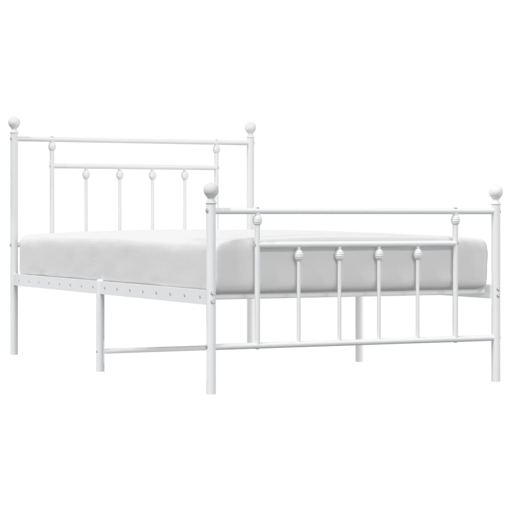 Metalni okvir kreveta uzglavlje i podnožje bijeli 100x200 cm