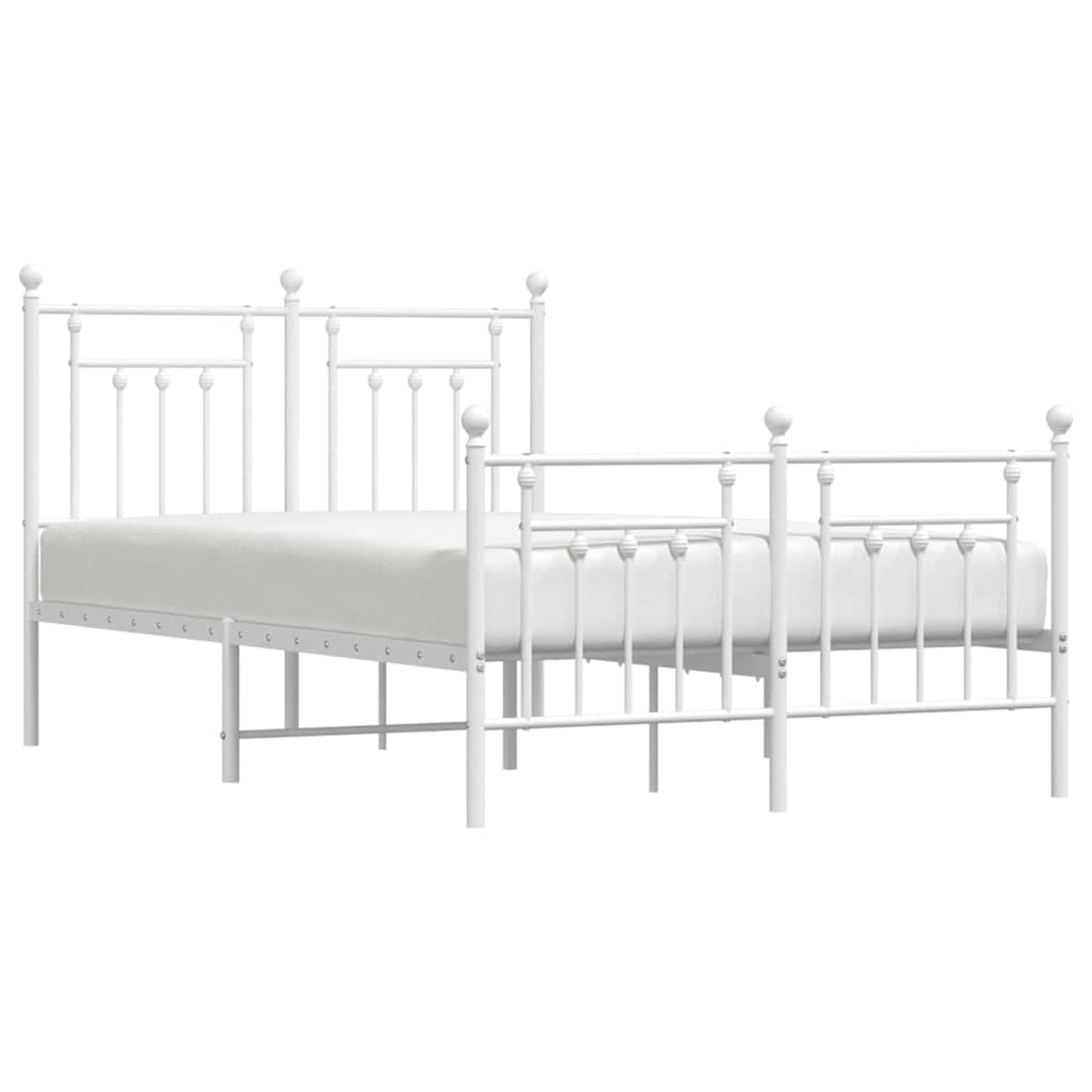 Metalni okvir kreveta uzglavlje i podnožje bijeli 135 x 190 cm