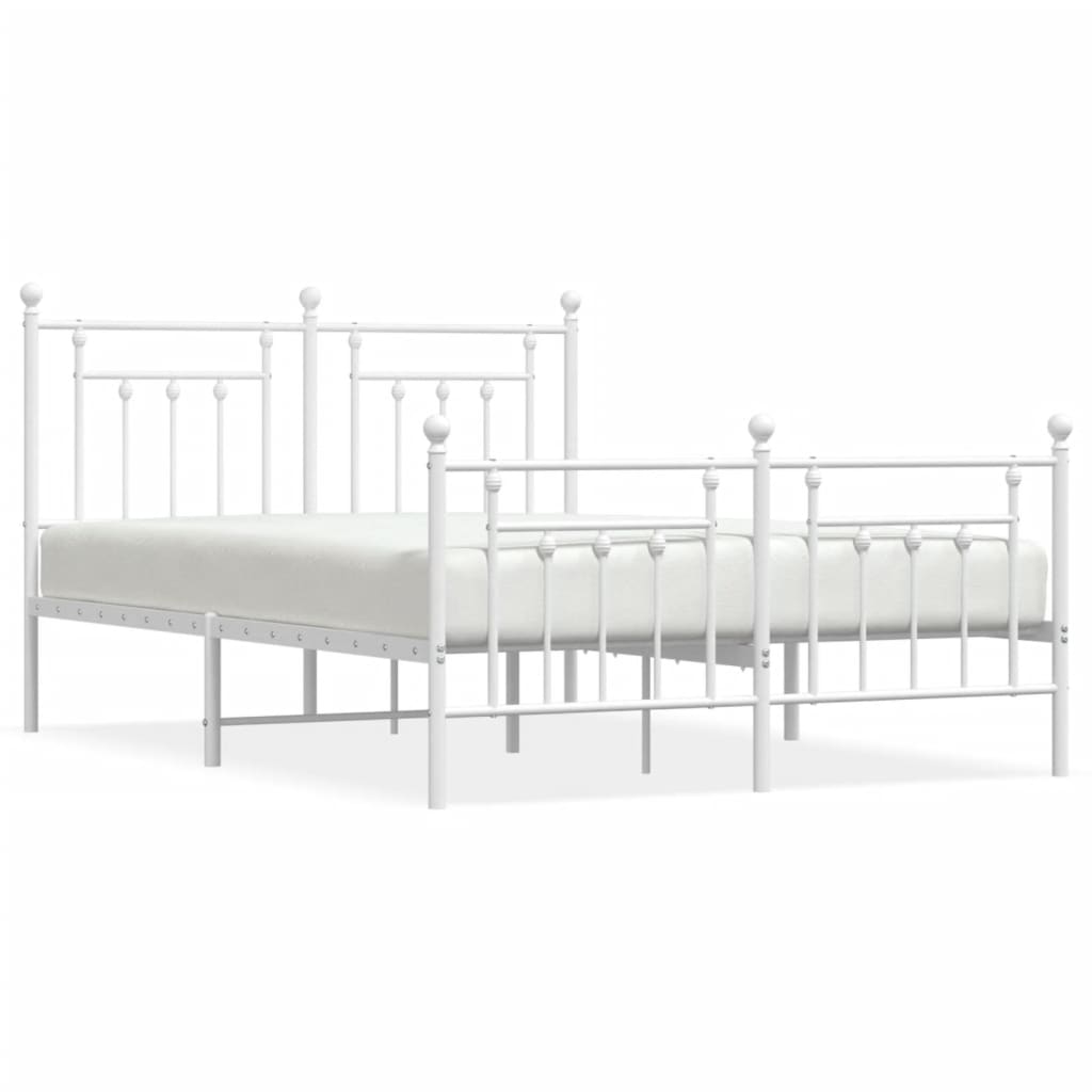 Metalni okvir kreveta uzglavlje i podnožje bijeli 140 x 190 cm