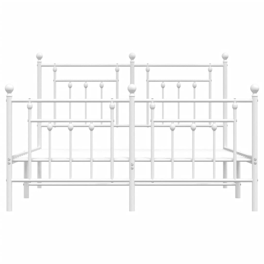 Metalni okvir kreveta uzglavlje i podnožje bijeli 140 x 190 cm