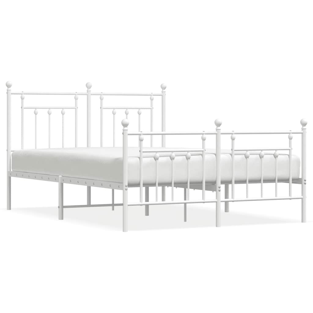 Metalni okvir kreveta uzglavlje i podnožje bijeli 150 x 200 cm