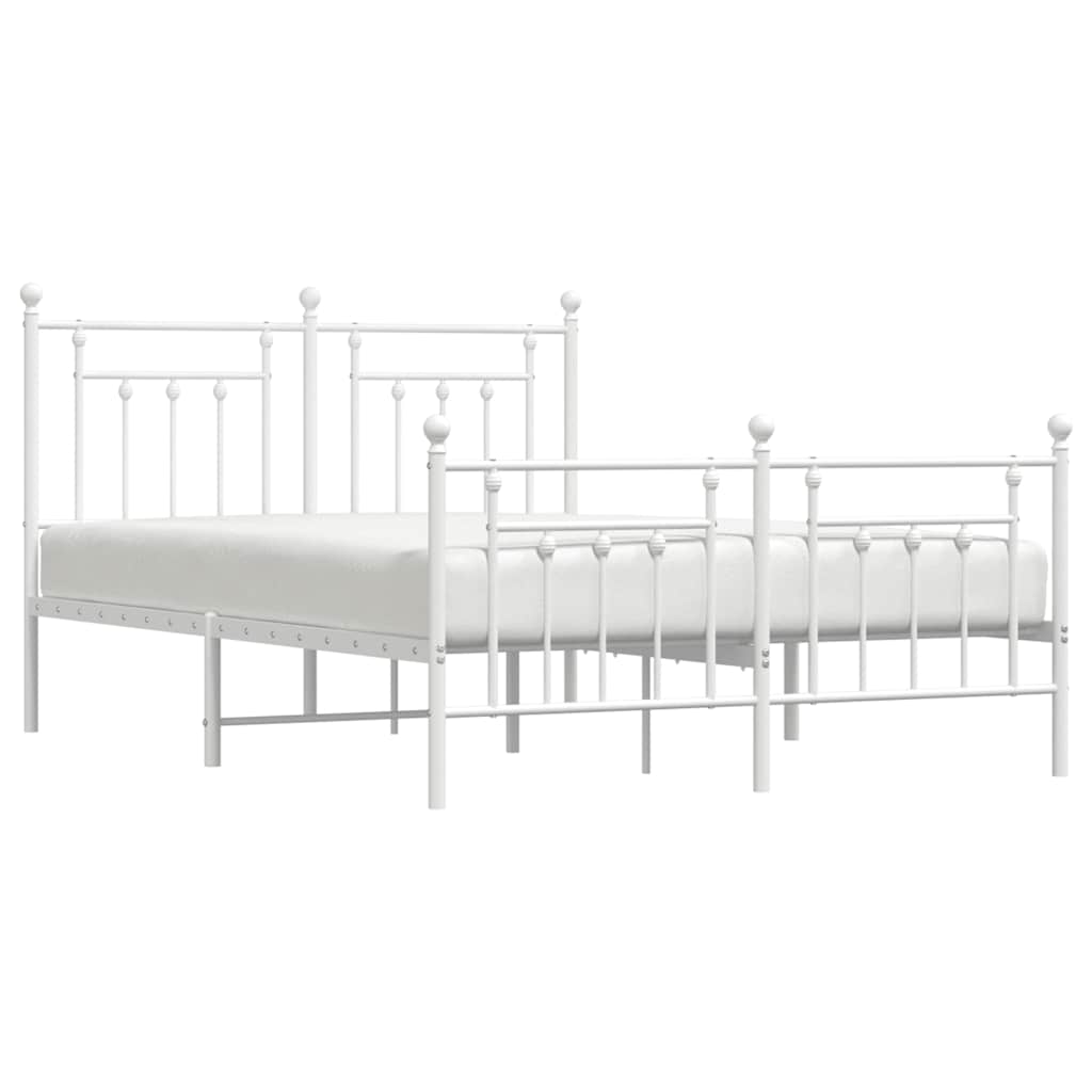 Metalni okvir kreveta uzglavlje i podnožje bijeli 150 x 200 cm