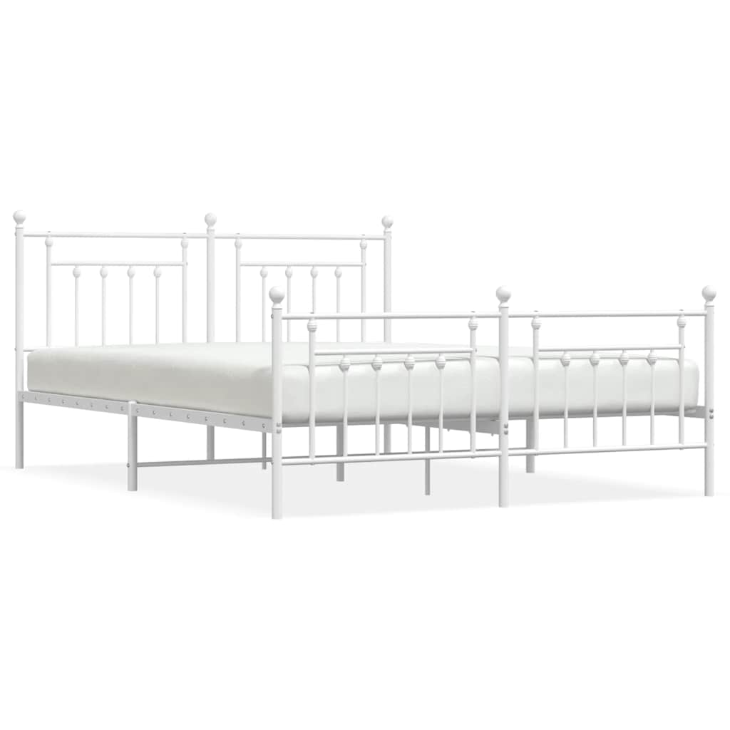 Metalni okvir kreveta uzglavlje i podnožje bijeli 183x213 cm