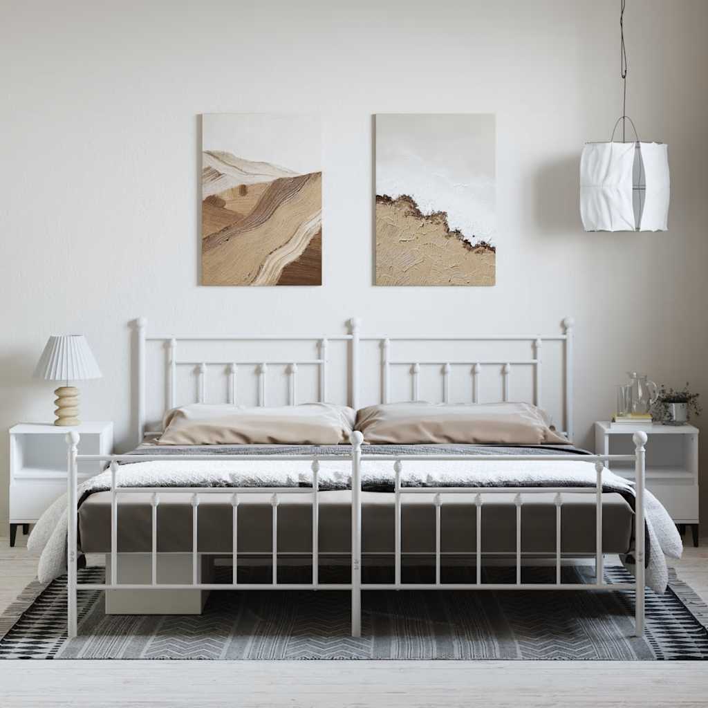 Metalni okvir kreveta uzglavlje i podnožje bijeli 193x203 cm