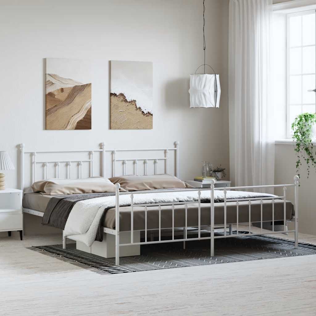 Metalni okvir kreveta uzglavlje i podnožje bijeli 193x203 cm
