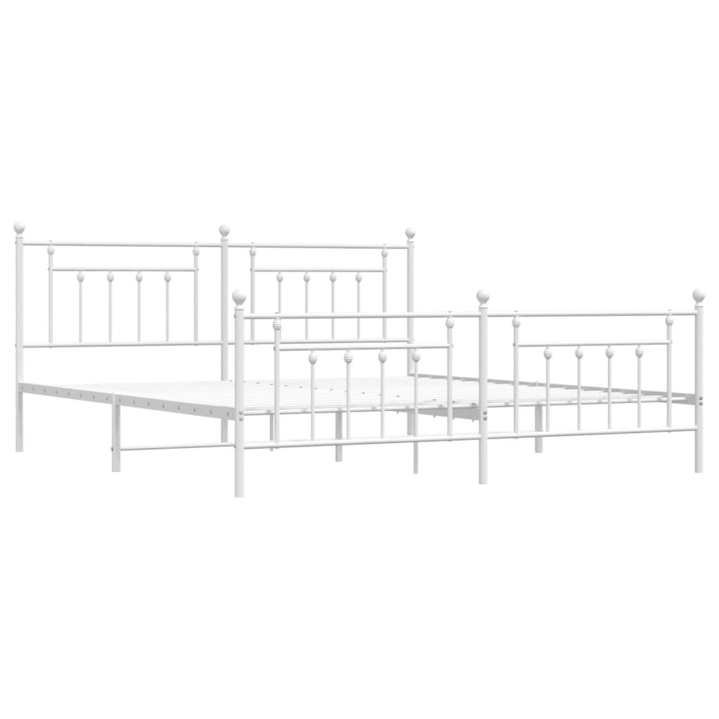 Metalni okvir kreveta uzglavlje i podnožje bijeli 200x200 cm