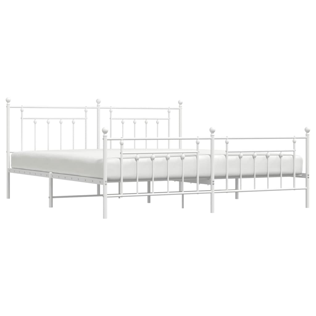 Metalni okvir kreveta uzglavlje i podnožje bijeli 200x200 cm