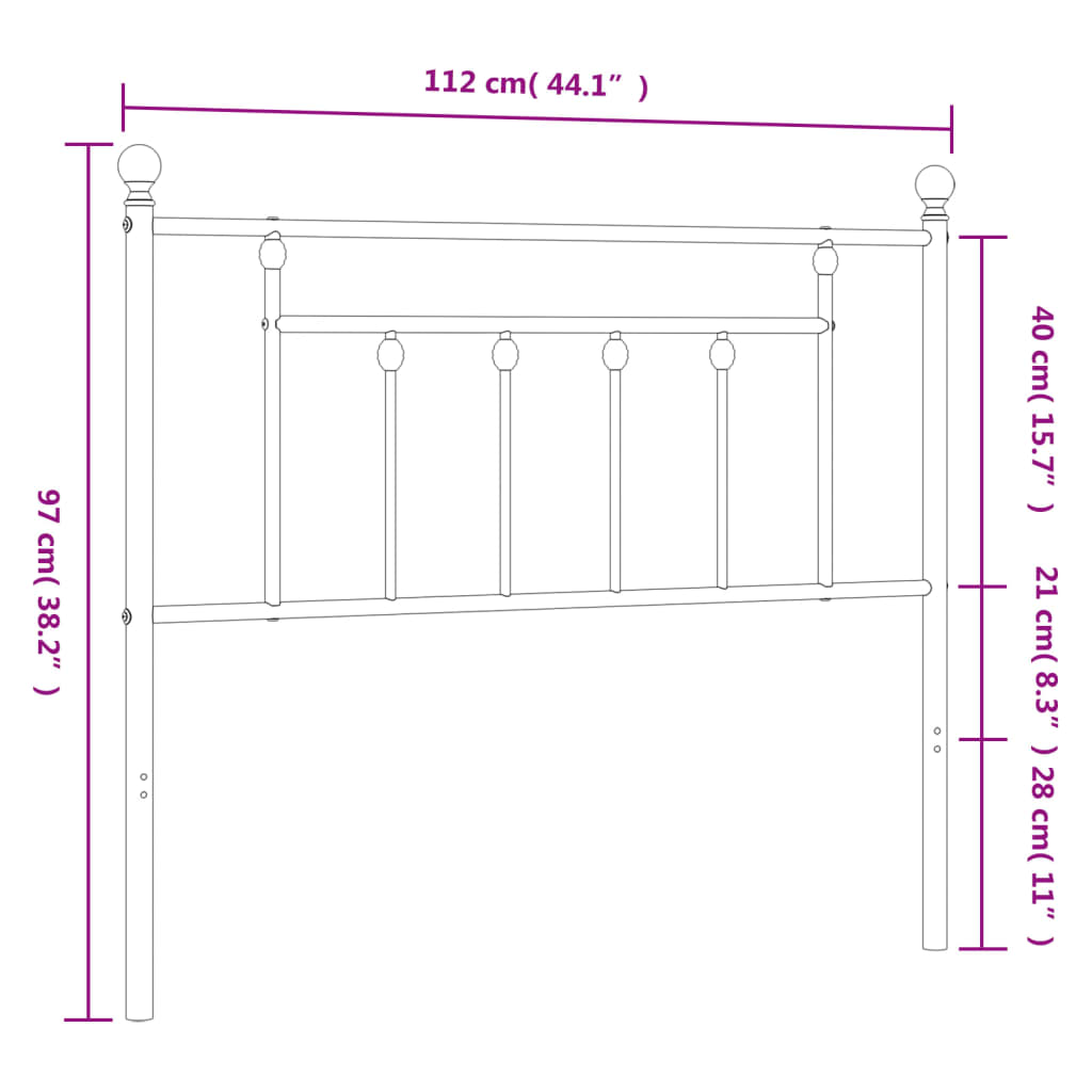 Metalno zamjensko uzglavlje bijelo 107 cm