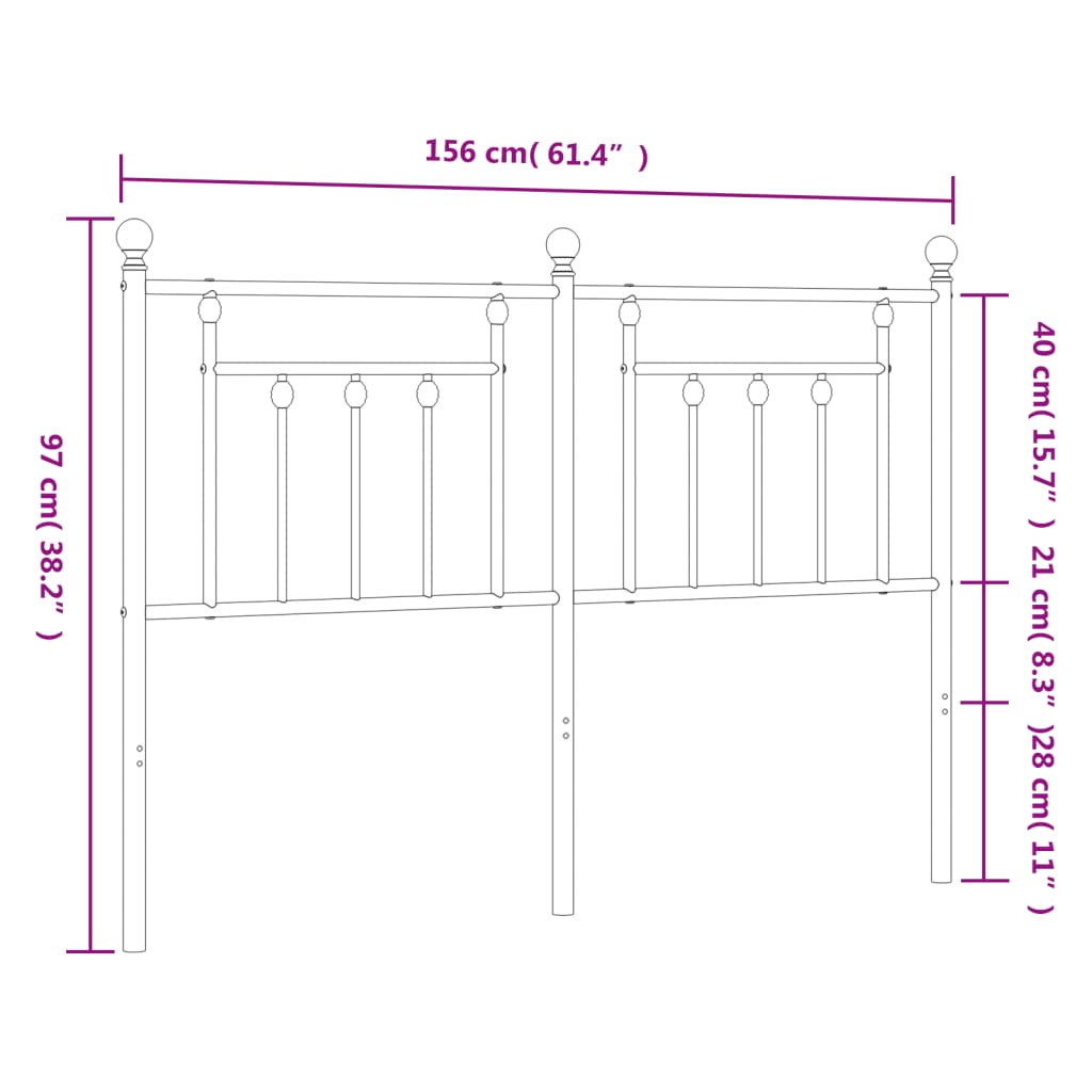 Metalno zamjensko uzglavlje bijelo 150 cm