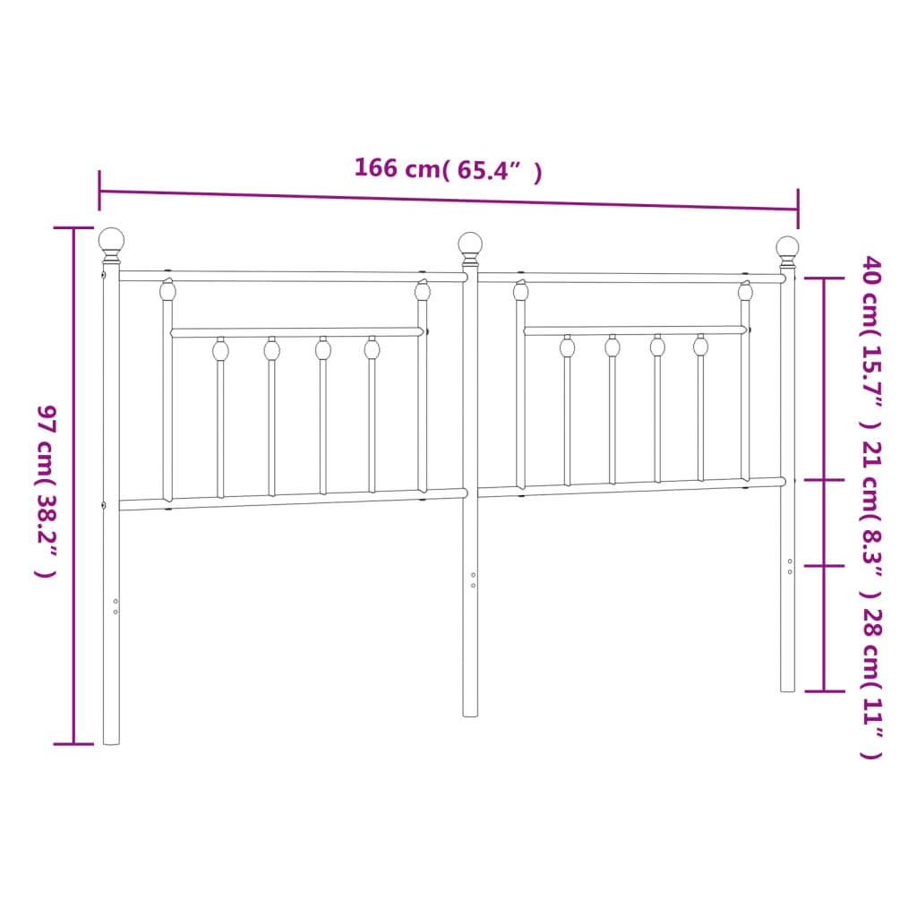 Metalno zamjensko uzglavlje bijelo 160 cm