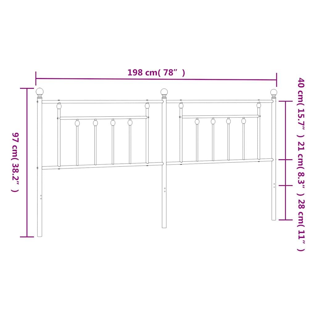 Metalno zamjensko uzglavlje bijelo 193 cm
