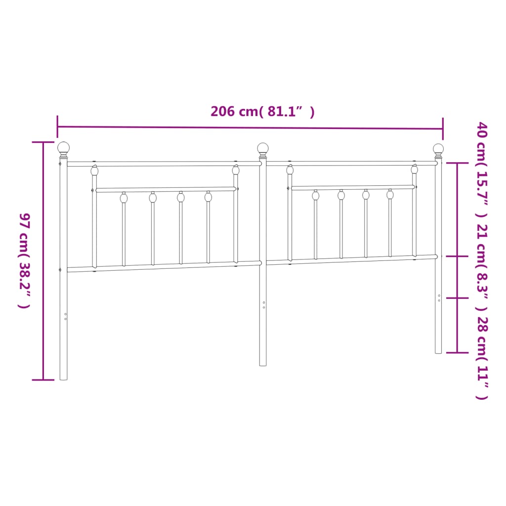 Metalno zamjensko uzglavlje bijelo 200 cm