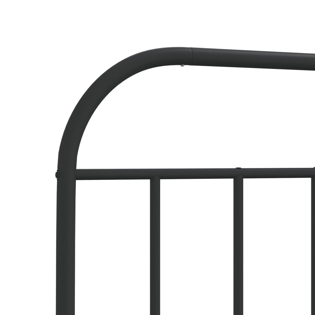 Metalni okvir za krevet s uzglavljem crni 75x190 cm