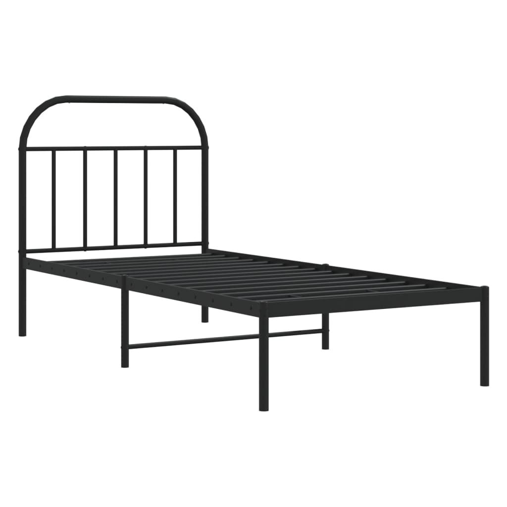 Metalni okvir za krevet s uzglavljem crni 80x200 cm
