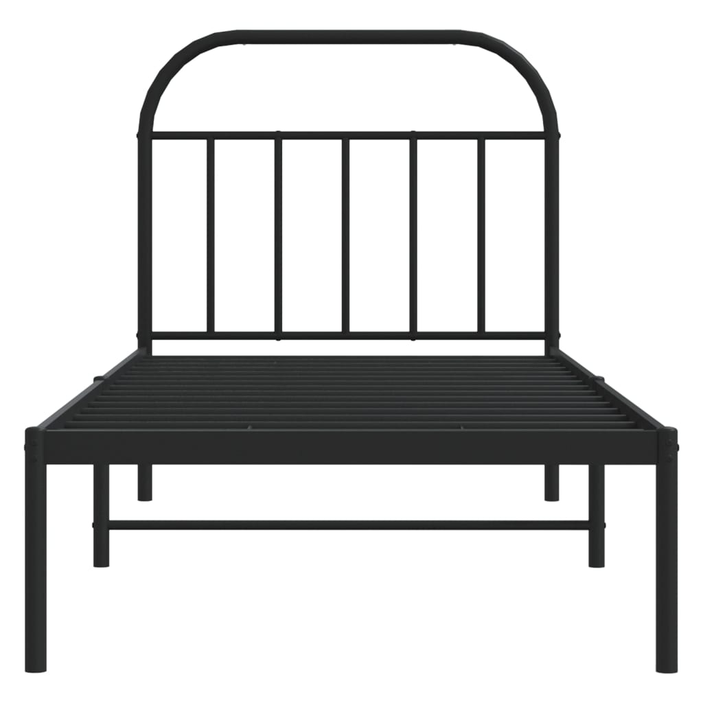 Metalni okvir za krevet s uzglavljem crni 80x200 cm