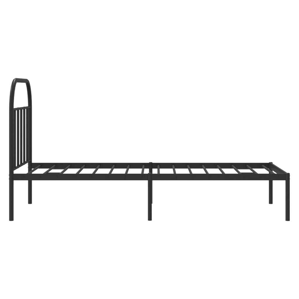 Metalni okvir za krevet s uzglavljem crni 80x200 cm