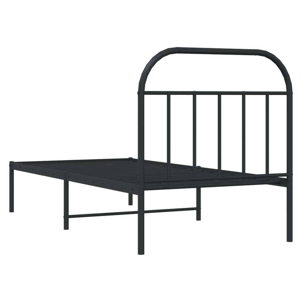 Metalni okvir za krevet s uzglavljem crni 80x200 cm