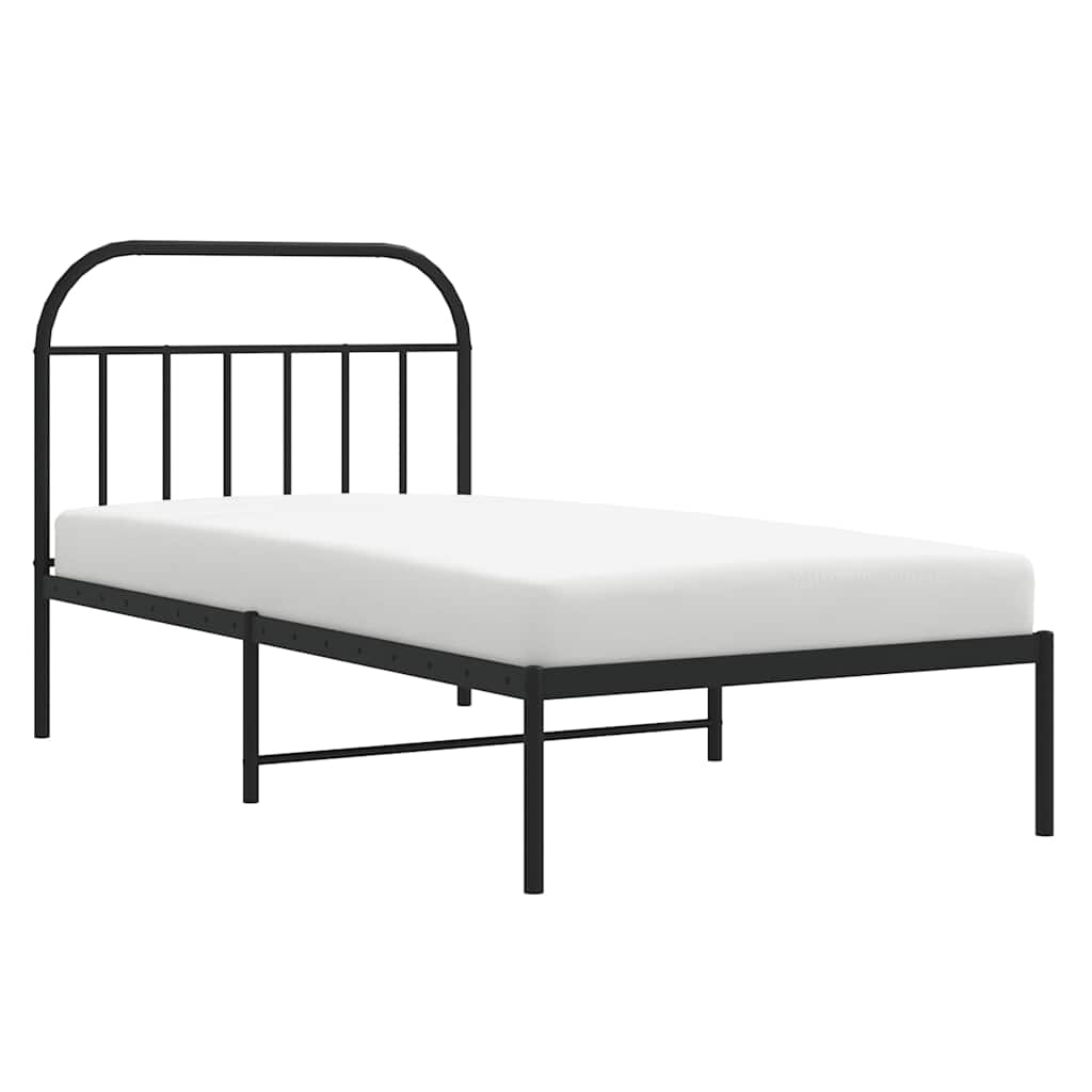 Metalni okvir za krevet s uzglavljem crni 100x190 cm