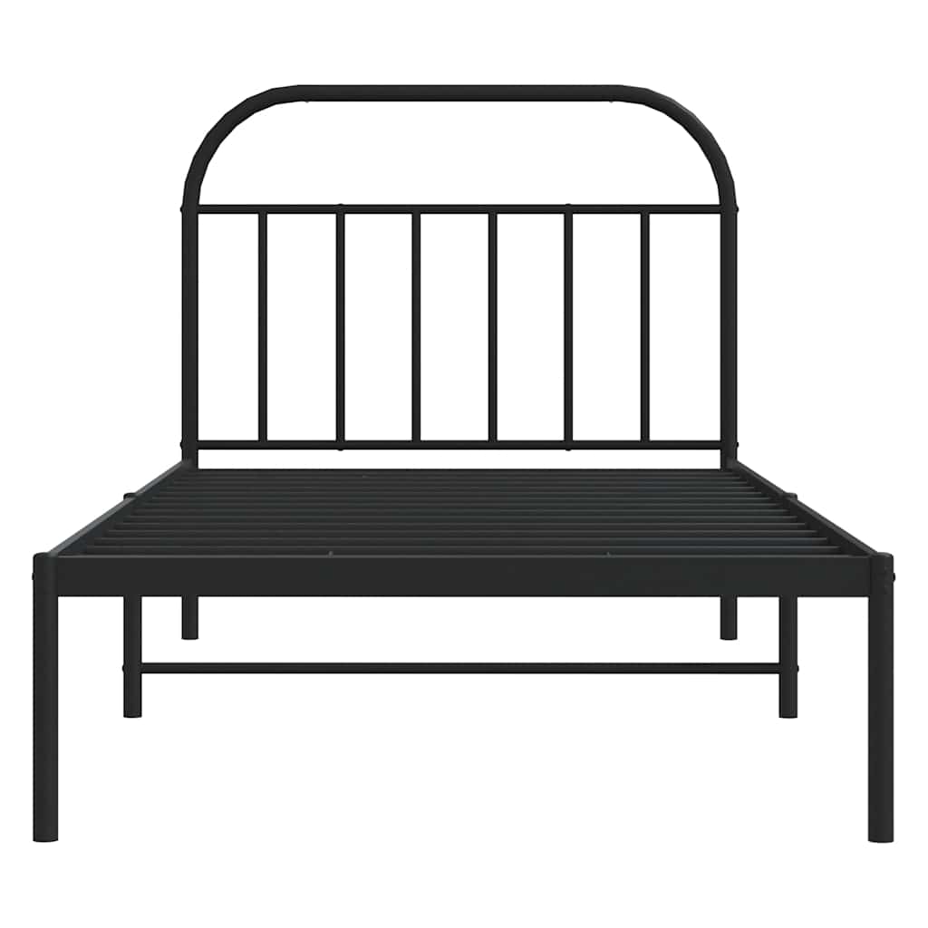 Metalni okvir za krevet s uzglavljem crni 100x190 cm
