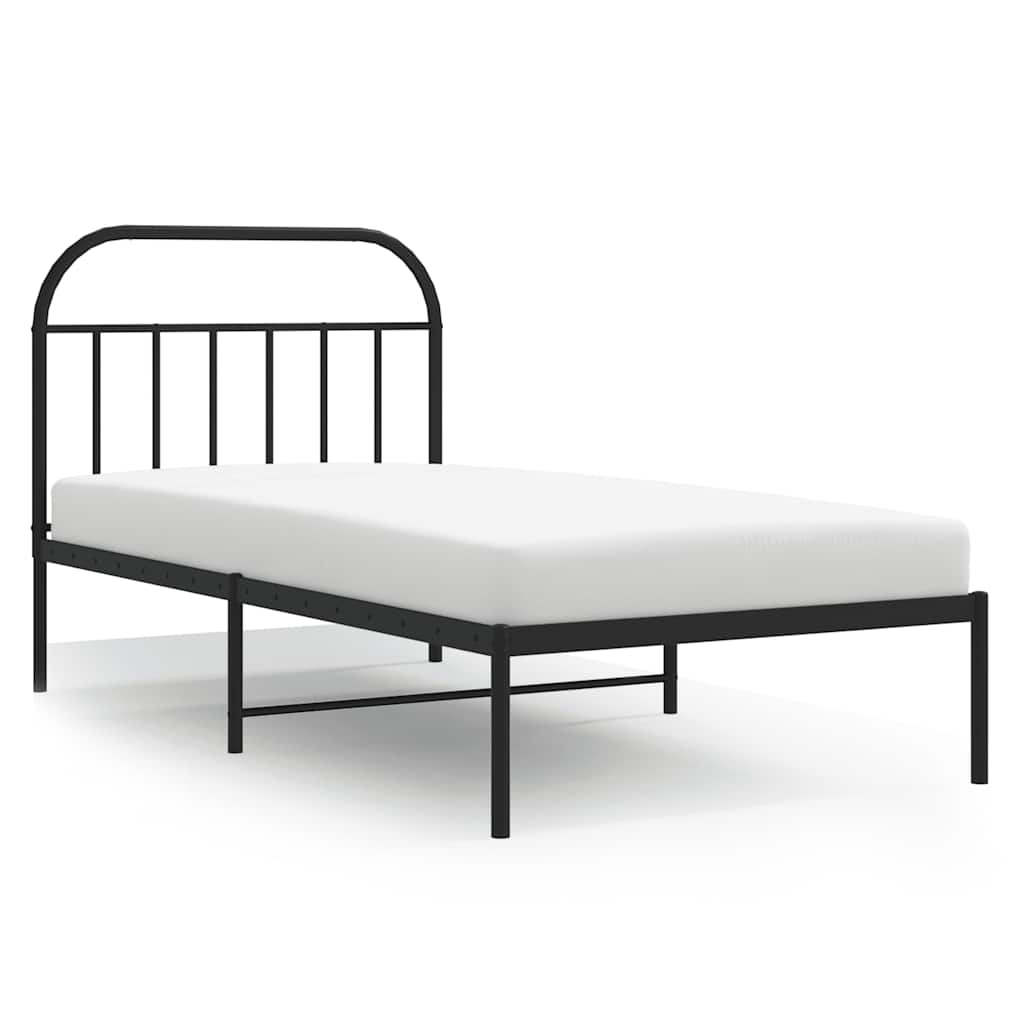 Metalni okvir za krevet s uzglavljem crni 100x200 cm