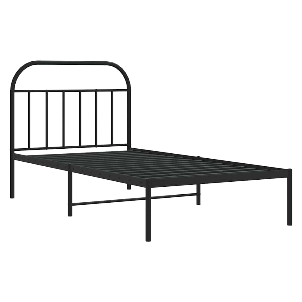 Metalni okvir za krevet s uzglavljem crni 100x200 cm
