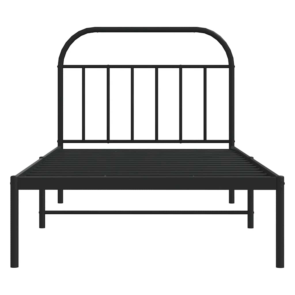 Metalni okvir za krevet s uzglavljem crni 100x200 cm