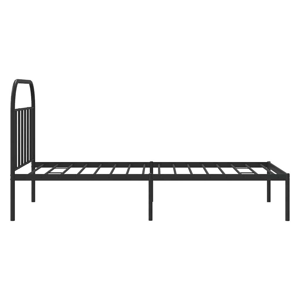 Metalni okvir za krevet s uzglavljem crni 100x200 cm